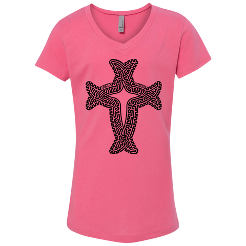 Cross Maze Girls V-Neck T-Shirt